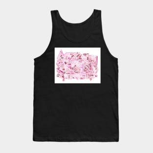 Abstract Pink and Red Angular Lines Tank Top